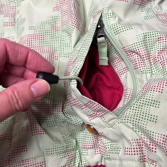 Burton Wanderlust Ski Snowboard Jacket Girls XL Lt. Green Geo Hooded Pink Parka - Picture 6 of 16